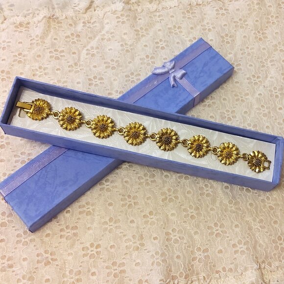 New Multi Sun Flower Links Gold Tone Bracelet Women's Jewelry Gifts - Picture 5 of 7